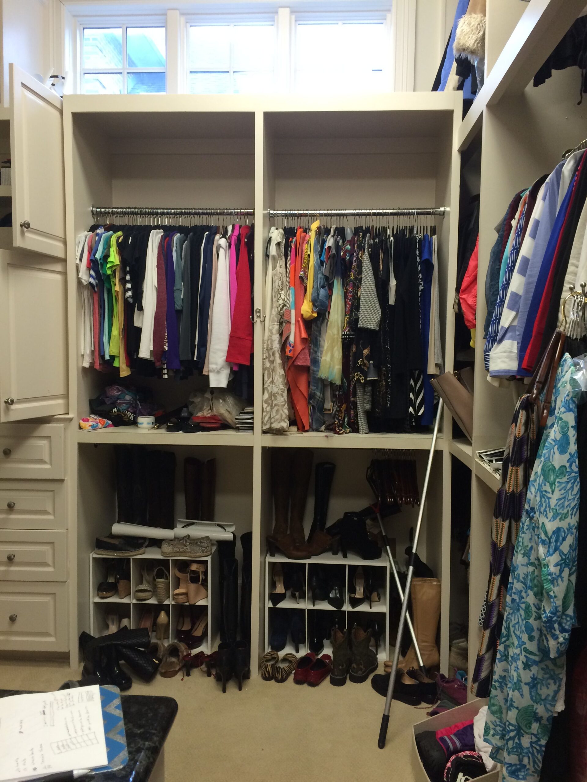 disorganized full closet